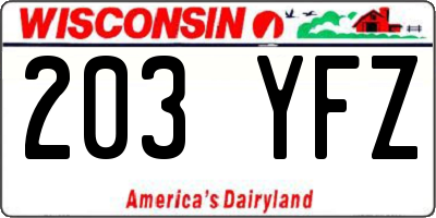WI license plate 203YFZ