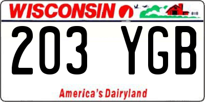 WI license plate 203YGB