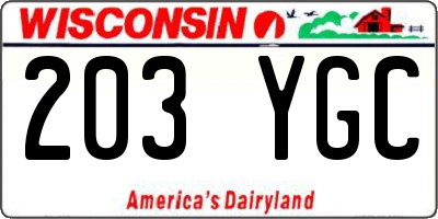 WI license plate 203YGC