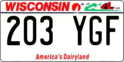 WI license plate 203YGF