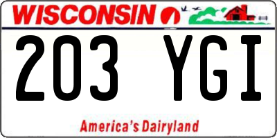 WI license plate 203YGI
