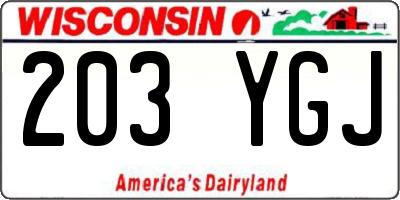 WI license plate 203YGJ