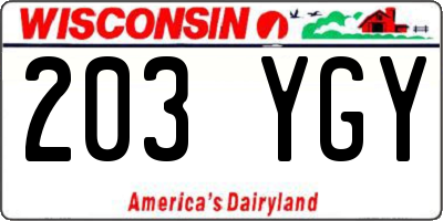 WI license plate 203YGY