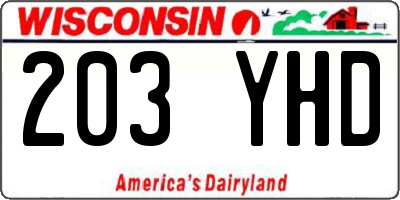 WI license plate 203YHD