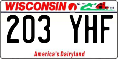 WI license plate 203YHF