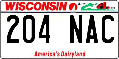 WI license plate 204NAC