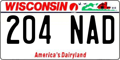 WI license plate 204NAD