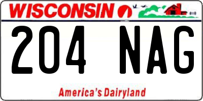 WI license plate 204NAG