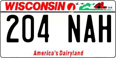 WI license plate 204NAH