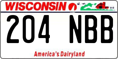 WI license plate 204NBB