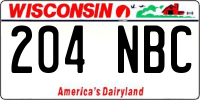 WI license plate 204NBC