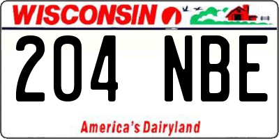 WI license plate 204NBE