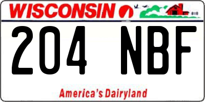 WI license plate 204NBF