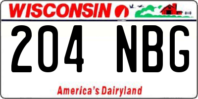 WI license plate 204NBG