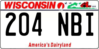 WI license plate 204NBI
