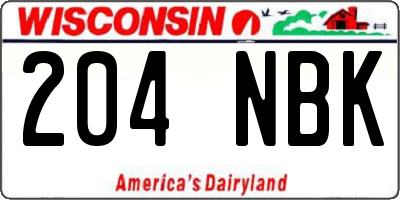 WI license plate 204NBK