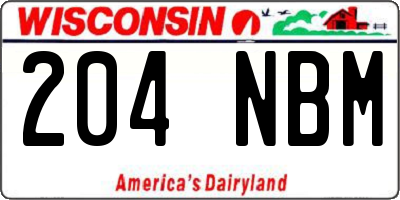 WI license plate 204NBM