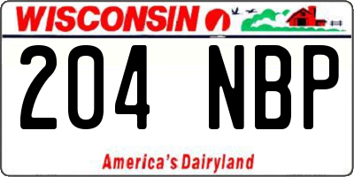 WI license plate 204NBP