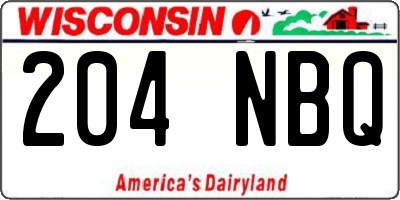 WI license plate 204NBQ