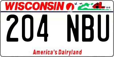 WI license plate 204NBU
