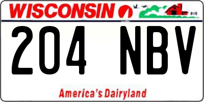WI license plate 204NBV