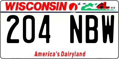 WI license plate 204NBW