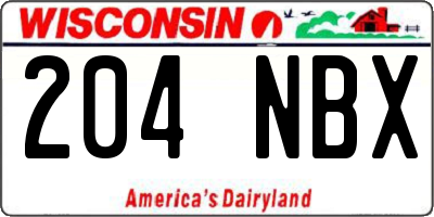 WI license plate 204NBX