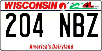 WI license plate 204NBZ