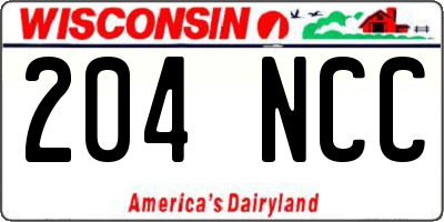 WI license plate 204NCC