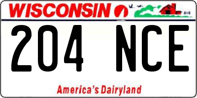 WI license plate 204NCE