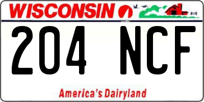 WI license plate 204NCF