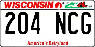 WI license plate 204NCG