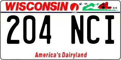 WI license plate 204NCI