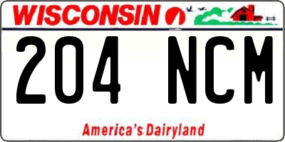 WI license plate 204NCM