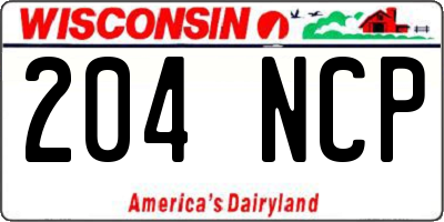 WI license plate 204NCP