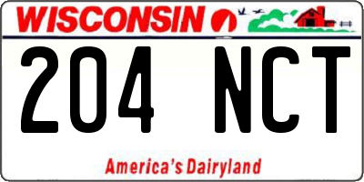 WI license plate 204NCT