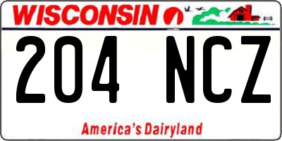 WI license plate 204NCZ