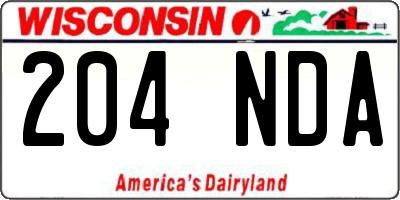 WI license plate 204NDA