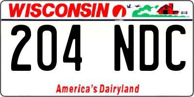 WI license plate 204NDC