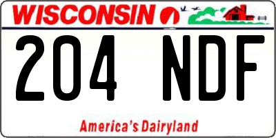 WI license plate 204NDF