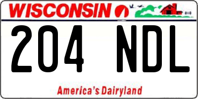 WI license plate 204NDL