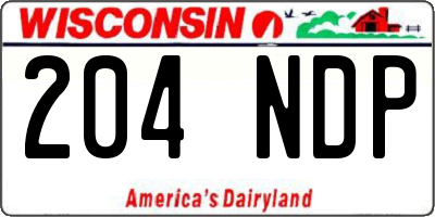 WI license plate 204NDP