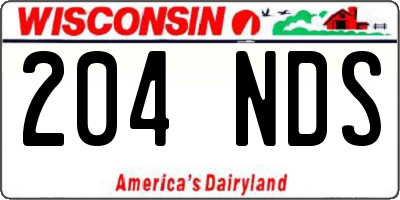 WI license plate 204NDS