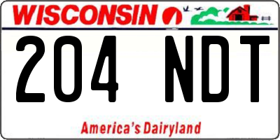 WI license plate 204NDT
