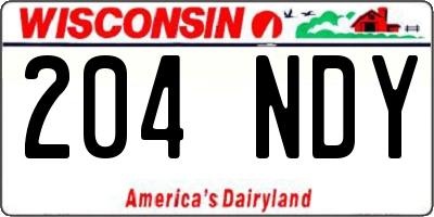 WI license plate 204NDY