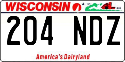 WI license plate 204NDZ