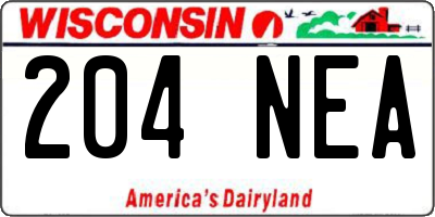 WI license plate 204NEA