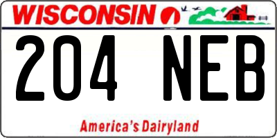 WI license plate 204NEB