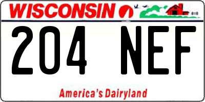 WI license plate 204NEF