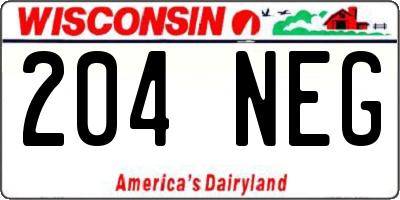 WI license plate 204NEG